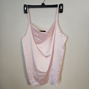 Famulily Tank Top Camisole Elegant Light Pink Cowl Neck Solid Neutral Casual